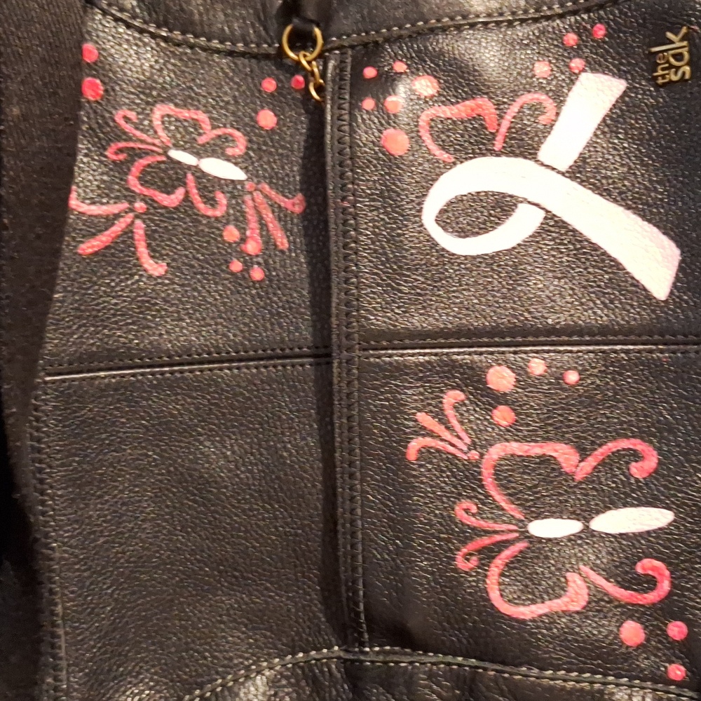 Hand Paint Breast Cancer Awarwneas Shoulder Bag - Picture 4 of 10